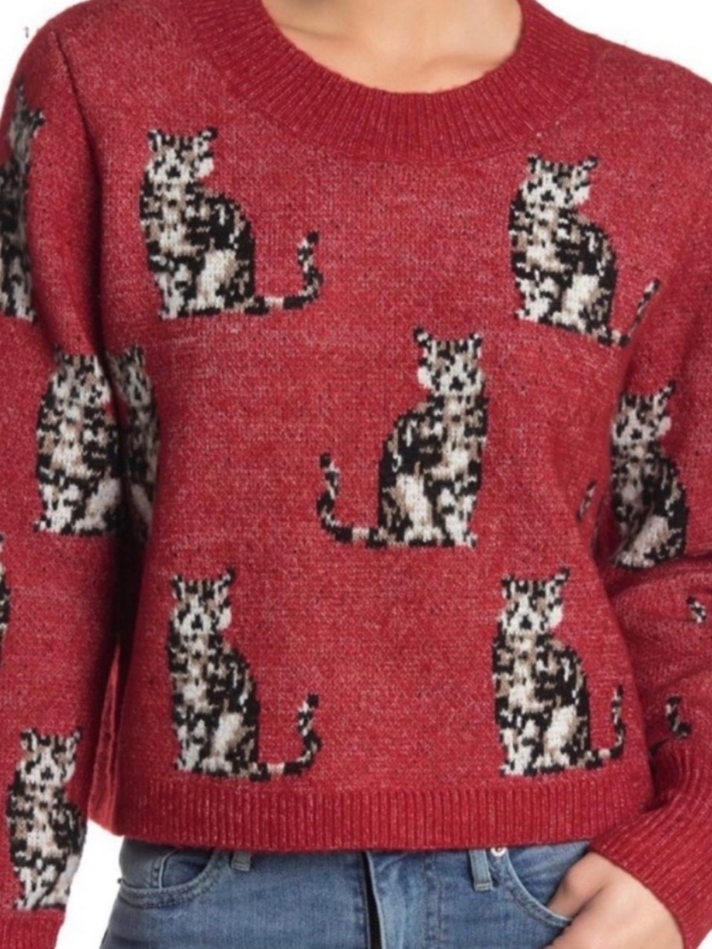 Wildfox Seeing Cats Dali Sweater Red Size XS